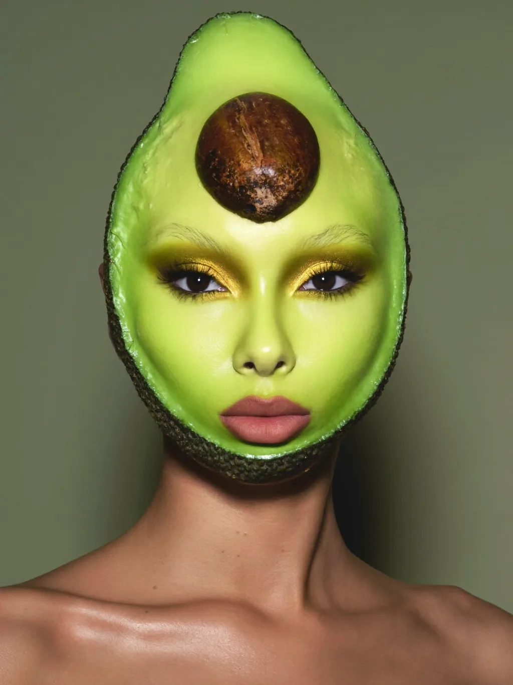 Avocado Glow special effects makeup — AI photoshoot example