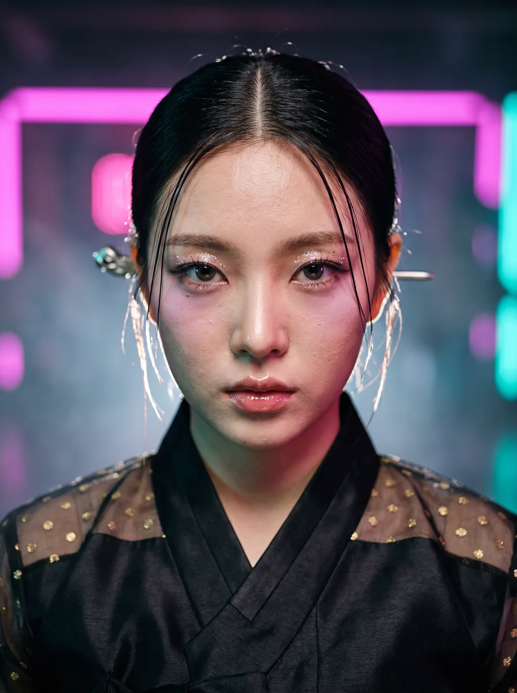 Neon Dancheong Idol makeup concept