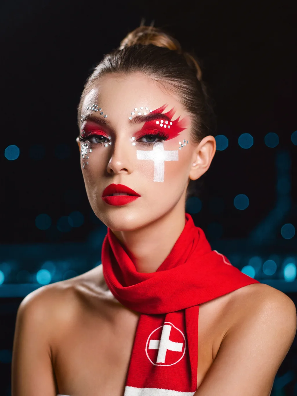 Switzerland Fan Look special effects makeup — AI photoshoot example