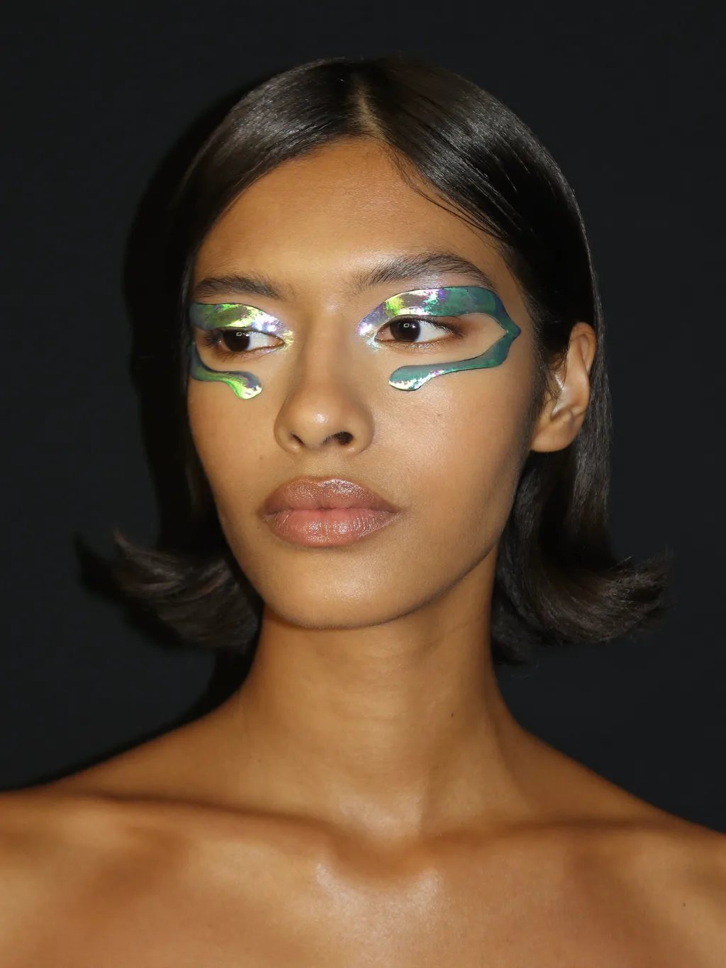 Y3K Chrome special effects makeup — AI photoshoot example